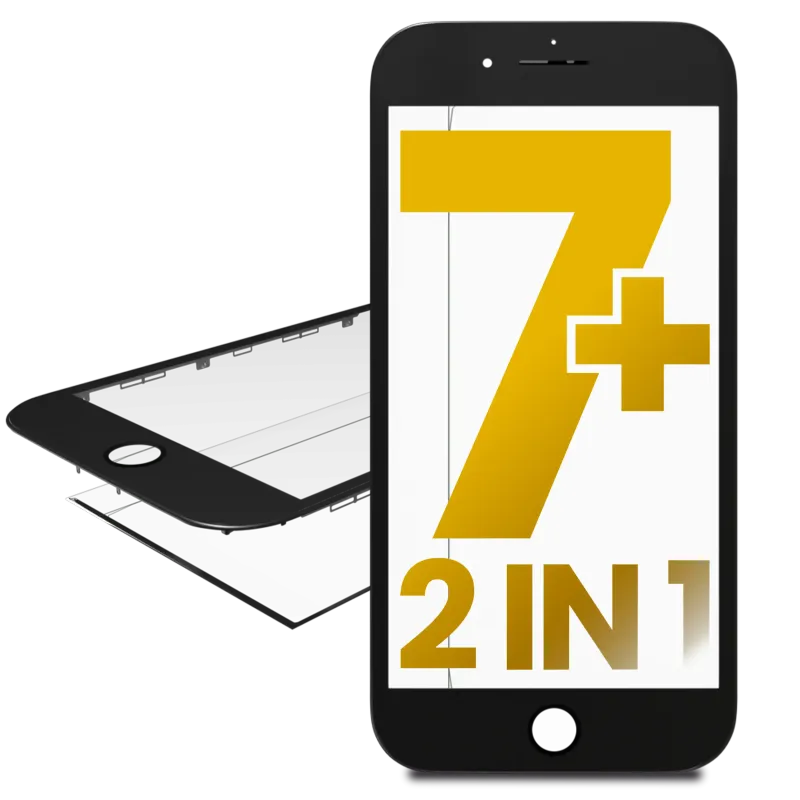 2v1 (Glass With Frame Pre-Installed) pro iPhone 7 Plus (Premium) (černá) (balení 2 ks)