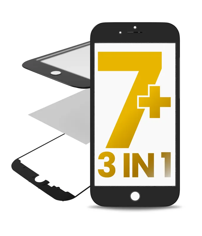3v1 (přední sklo + rámeček + předinstalovaná OCA) pro iPhone 7 Plus (Premium) (černá) (balení 2 ks)