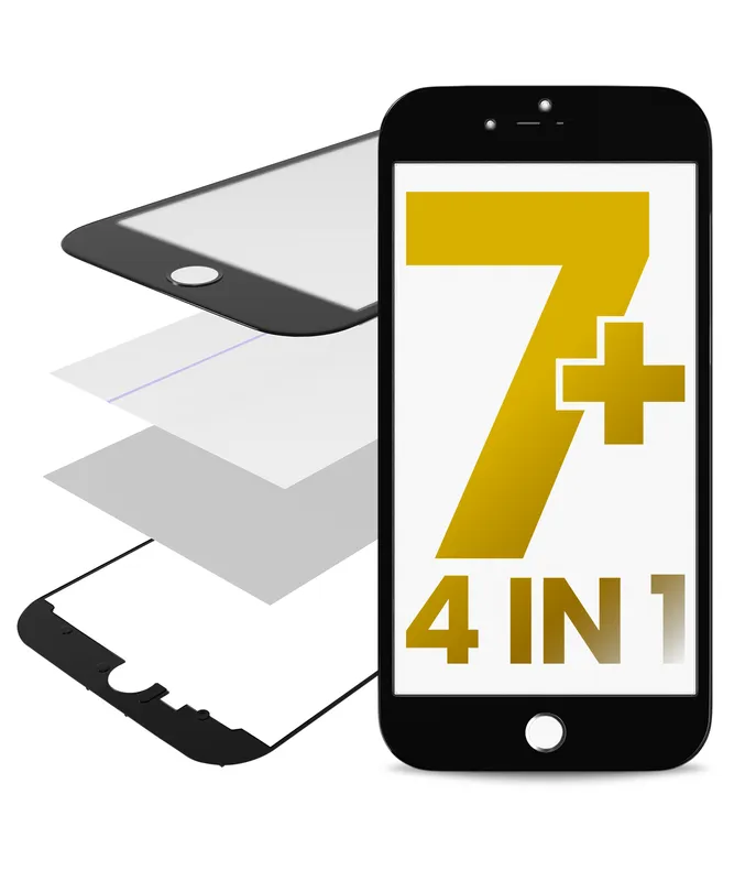 4v1 (přední sklo + rámeček + polarizátor + předinstalovaná OCA) pro iPhone 7 Plus (Premium) (černá) (balení 2 ks)