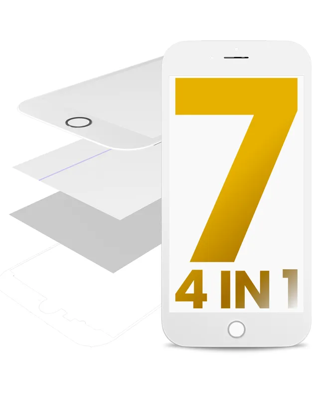 4v1 (přední sklo + rámeček + polarizátor + předinstalovaná OCA) pro iPhone 7 Plus (bílá) (balení 2 ks)