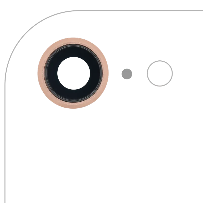 Sklíčko zadní kamery s držákem a rámečkem pro iPhone 8 (pravý safír) (Premium) (zlatá) (balení 10 ks)