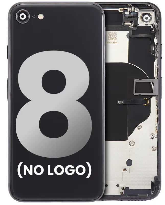 Zadní kryt (housing) s drobnými součástkami (předinstalováno) pro iPhone 8 (bez loga) (Aftermarket Plus) (vesmírně šedá)