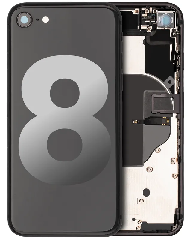 Zadní kryt (housing) s drobnými díly pro iPhone 8 (originál z vyřazeného zařízení, stav A) (vesmírně šedá)