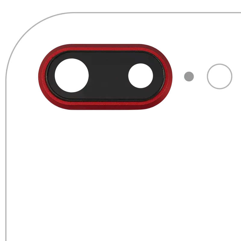Sklíčko zadní kamery s držákem a rámečkem pro iPhone 8 Plus (Aftermarket Plus) (červená) (balení 10 ks)