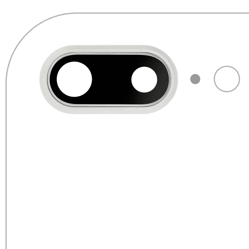 Sklíčko zadní kamery s držákem a rámečkem pro iPhone 8 Plus (pravý safír) (Premium) (stříbrná) (balení 10 ks)