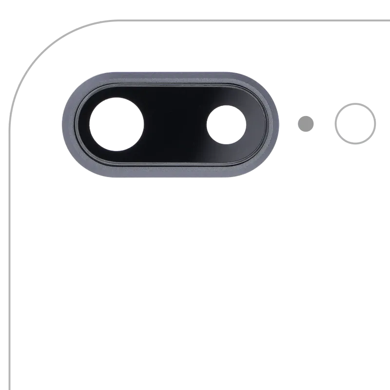 Sklíčko zadní kamery s držákem a rámečkem pro iPhone 8 Plus (pravý safír) (Premium) (vesmírně šedá) (balení 10 ks)