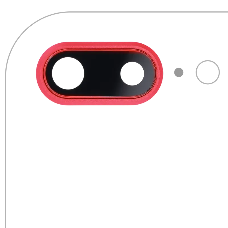 Sklíčko zadní kamery s držákem a rámečkem pro iPhone 8 Plus (červená) (balení 10 ks)