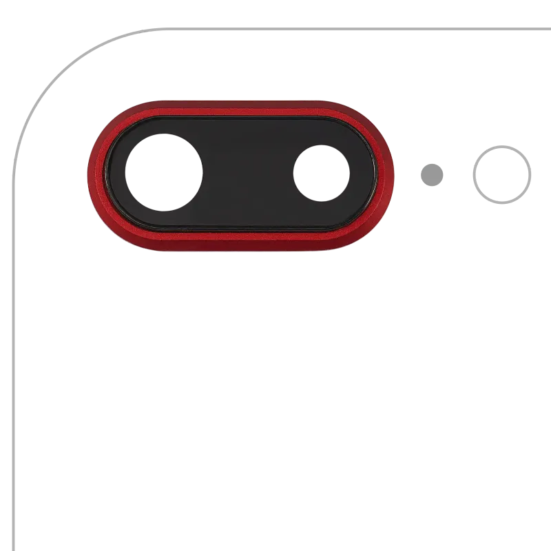 Sklíčko zadní kamery s držákem a rámečkem pro iPhone 8 Plus (pravý safír) (Premium) (červená) (balení 10 ks)