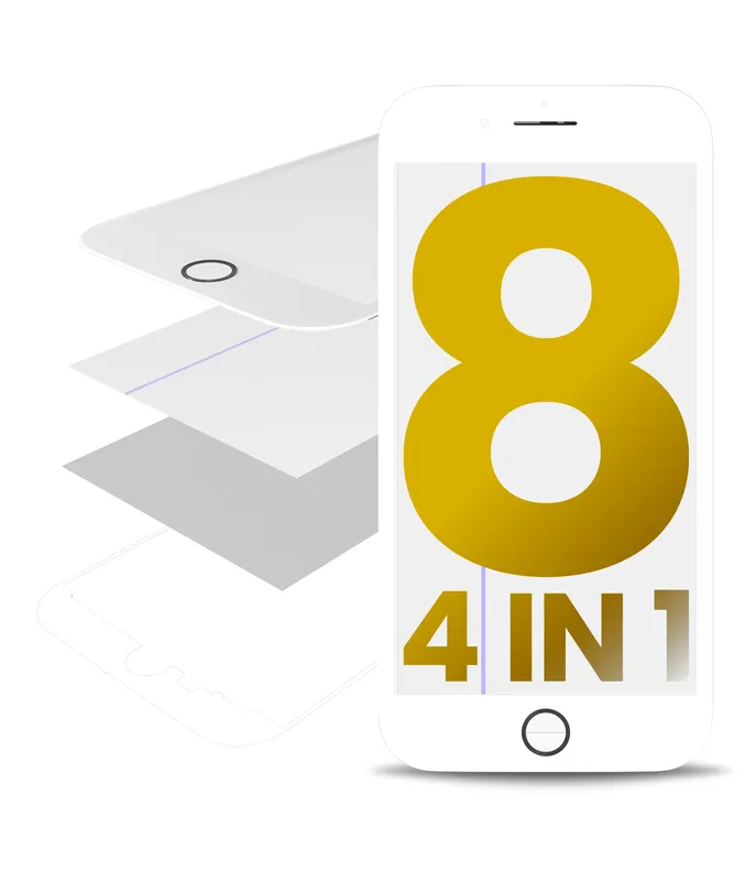 4v1 (přední sklo + rámeček + polarizátor + předinstalovaná OCA) pro iPhone 8 (balení 2 ks) (bílá)