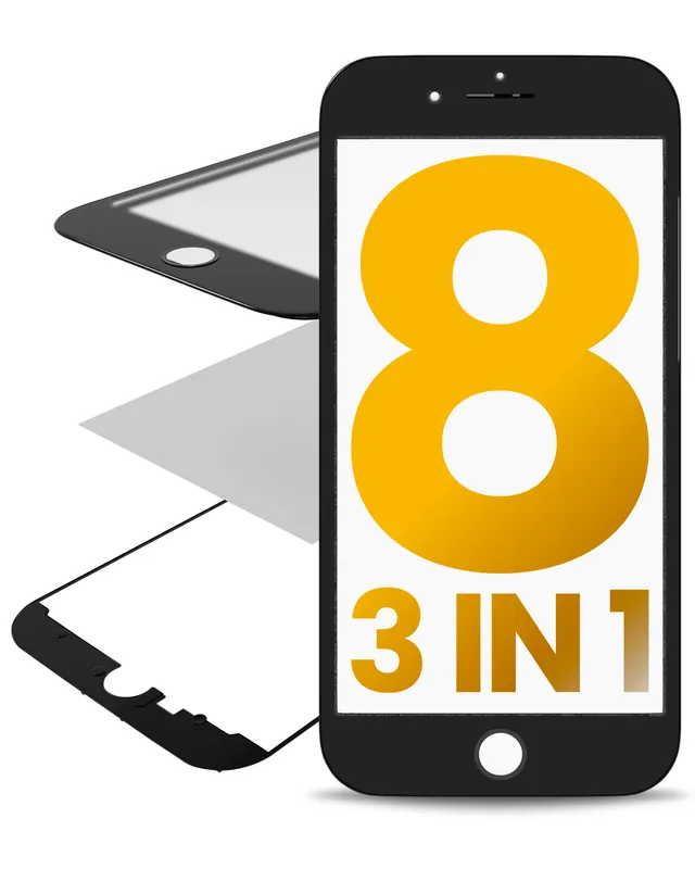 3v1 (sklo s předinstalovanou OCA + rámeček) pro iPhone 8 (OCA Master) (balení 2 ks) (černá)