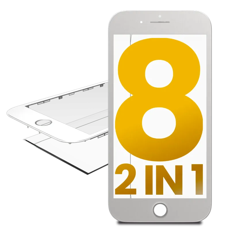 2v1 (přední sklo + rámeček) pro iPhone 8 (bílá) (balení 2 ks)