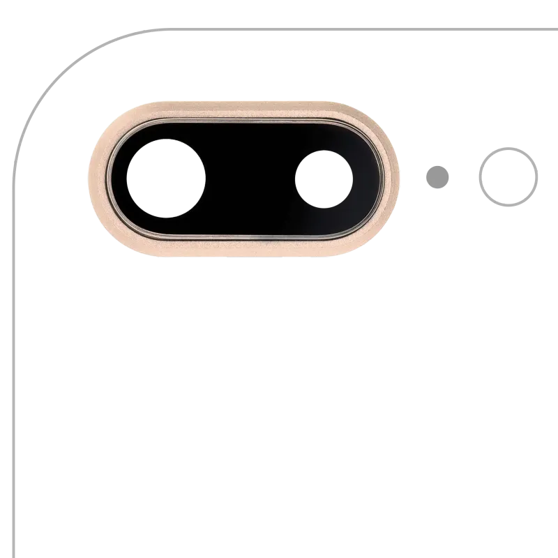 Sklíčko zadní kamery s držákem a rámečkem pro iPhone 8 Plus (pravý safír) (Premium) (zlatá) (balení 10 ks)