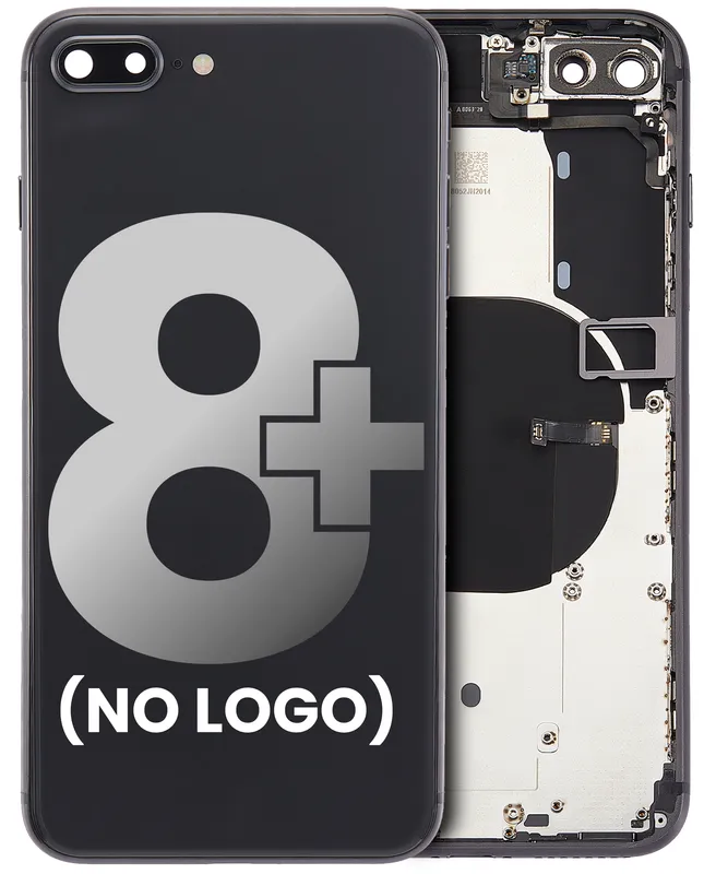 Zadní kryt (housing) s drobnými součástkami (předinstalováno) pro iPhone 8 Plus (bez loga) (Aftermarket Plus) (vesmírně šedá)