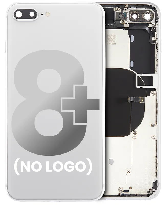 Zadní kryt (housing) s drobnými součástkami (předinstalováno) pro iPhone 8 Plus (bez loga) (Aftermarket Plus) (stříbrná)