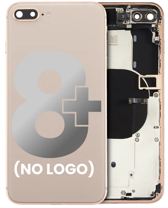 Zadní kryt (housing) s drobnými součástkami (předinstalováno) pro iPhone 8 Plus (bez loga) (Aftermarket Plus) (zlatá)