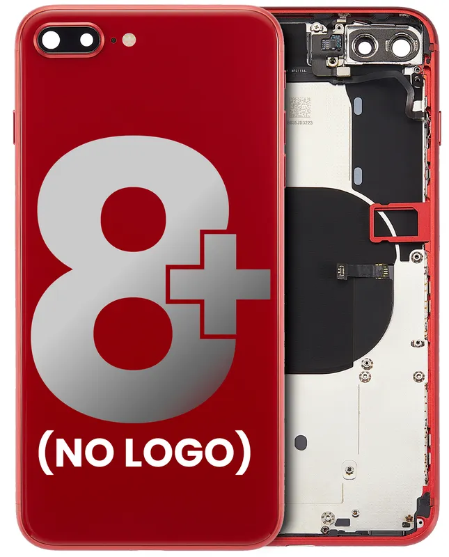 Zadní kryt (housing) s drobnými součástkami (předinstalováno) pro iPhone 8 Plus (bez loga) (Aftermarket Plus) (červená)