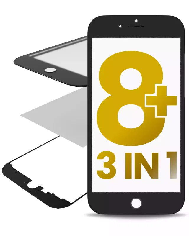 3v1 (přední sklo + rámeček + předinstalovaná OCA) pro iPhone 8 Plus (OCA Master) (černá) (balení 2 ks)
