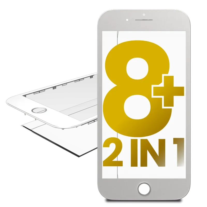 2v1 (přední sklo + předinstalovaný rámeček) pro iPhone 8 Plus (Premium) (bílá) (balení 2 ks)