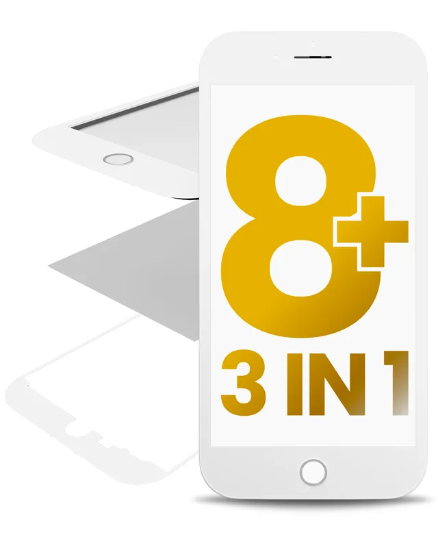 3v1 (přední sklo + rámeček + předinstalovaná OCA) pro iPhone 8 Plus (OCA Master) (bílá) (balení 2 ks)