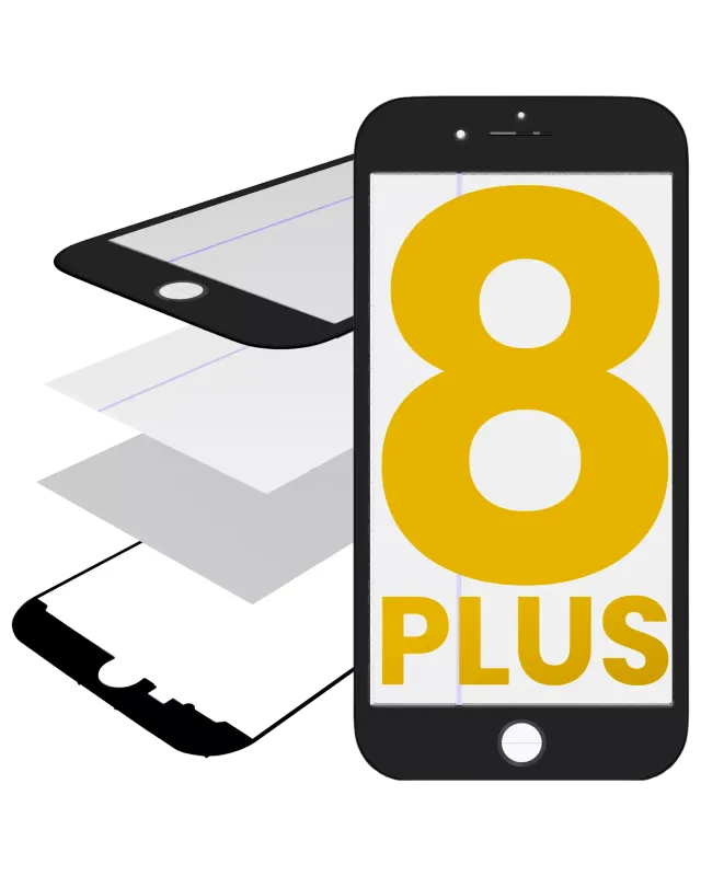 Sklo s rám / oca / polarizátor (předinstalováno) pro iPhone 8 Plus (černá)