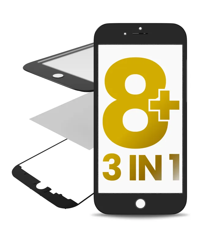 3v1 (přední sklo + rámeček + předinstalovaná OCA) pro iPhone 8 Plus (Premium) (černá) (balení 2 ks)