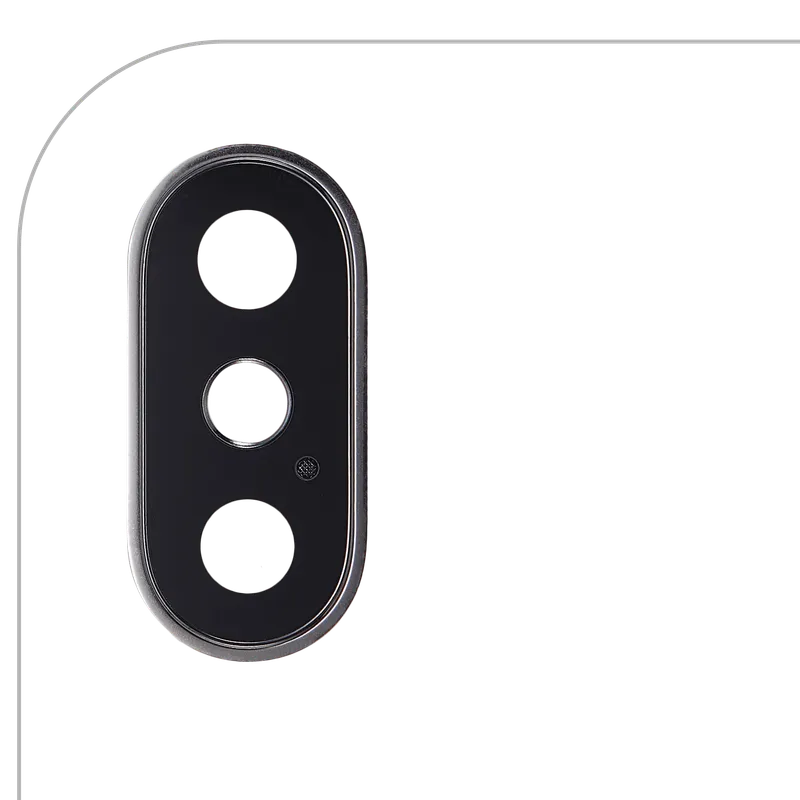 Sklíčko zadní kamery s držákem a rámečkem pro iPhone X (Aftermarket Plus) (stříbrná) (balení 10 ks)