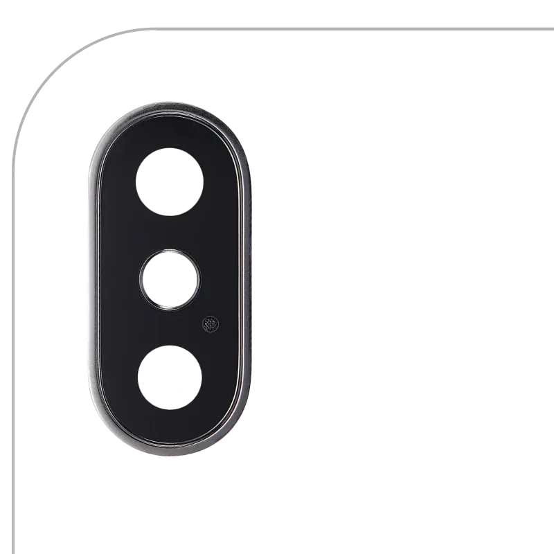 Sklíčko zadní kamery s držákem a rámečkem pro iPhone X (pravý safír) (Premium) (stříbrná) (balení 10 ks)
