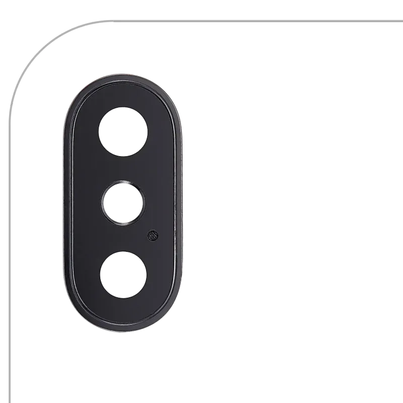 Sklíčko zadní kamery s držákem a rámečkem pro iPhone X (pravý safír) (Premium) (vesmírně šedá) (balení 10 ks)