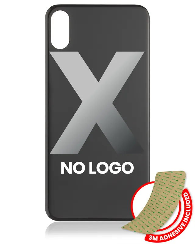 Zadní sklo s lepením 3M pro iPhone X (bez loga, velký otvor pro kameru) (vesmírně šedá)