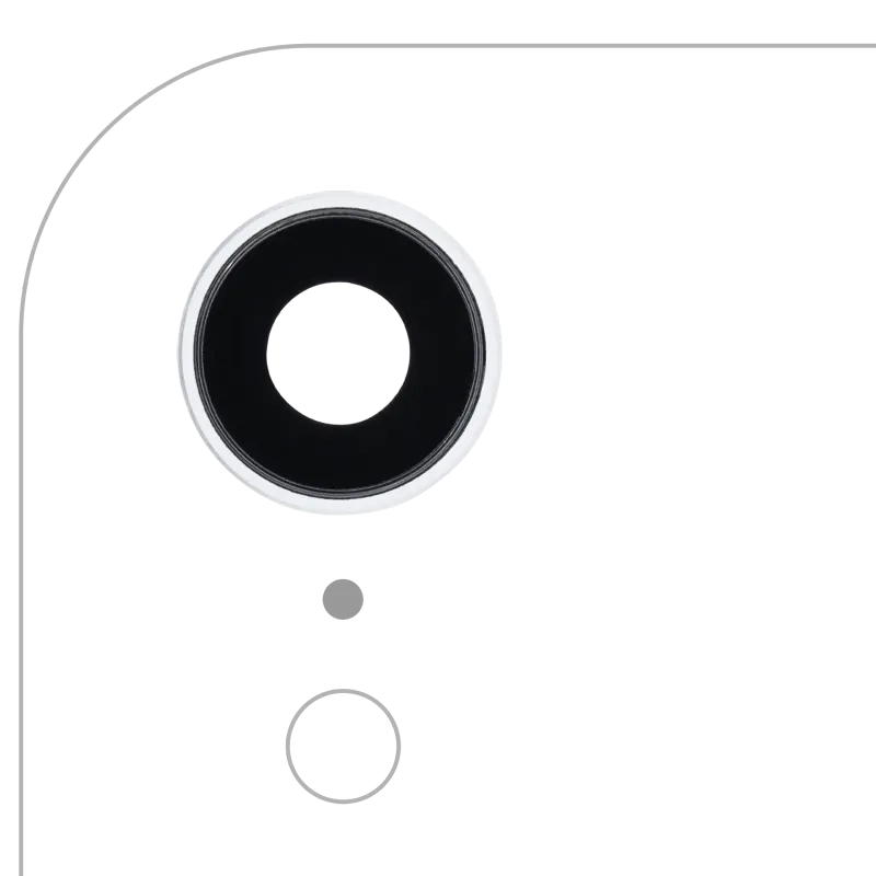 Sklíčko zadní kamery s držákem a rámečkem pro iPhone XR (pravý safír) (Premium) (bílá) (balení 10 ks)