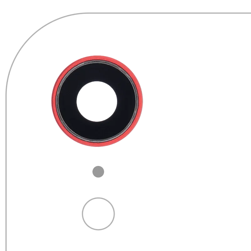 Sklíčko zadní kamery s držákem a rámečkem pro iPhone XR (Aftermarket Plus) (červená) (balení 10 ks)