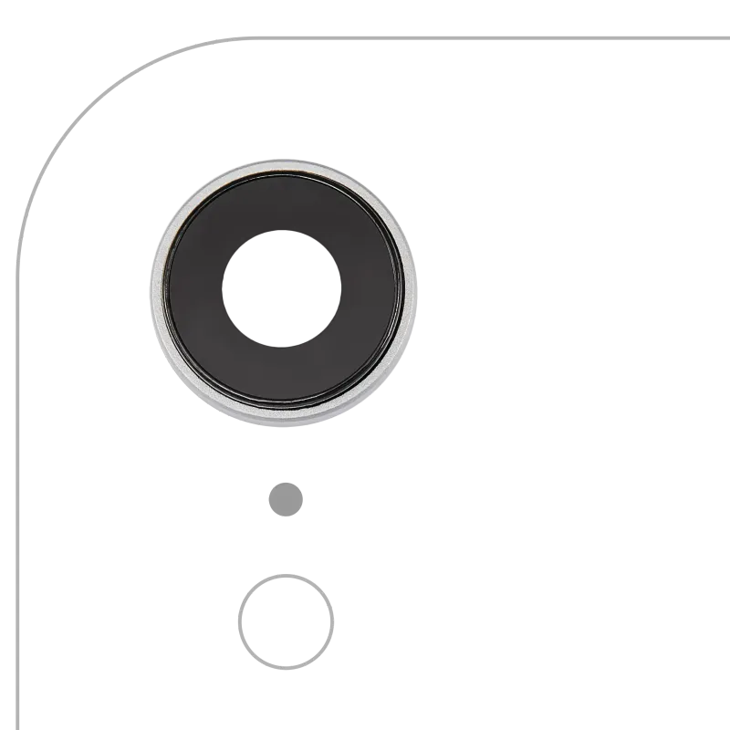 Sklíčko zadní kamery s držákem a rámečkem pro iPhone XR (Aftermarket Plus) (bílá) (balení 10 ks)