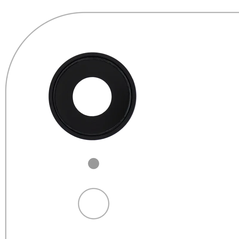 Sklíčko zadní kamery s držákem a rámečkem pro iPhone XR (Aftermarket Plus) (černá) (balení 10 ks)