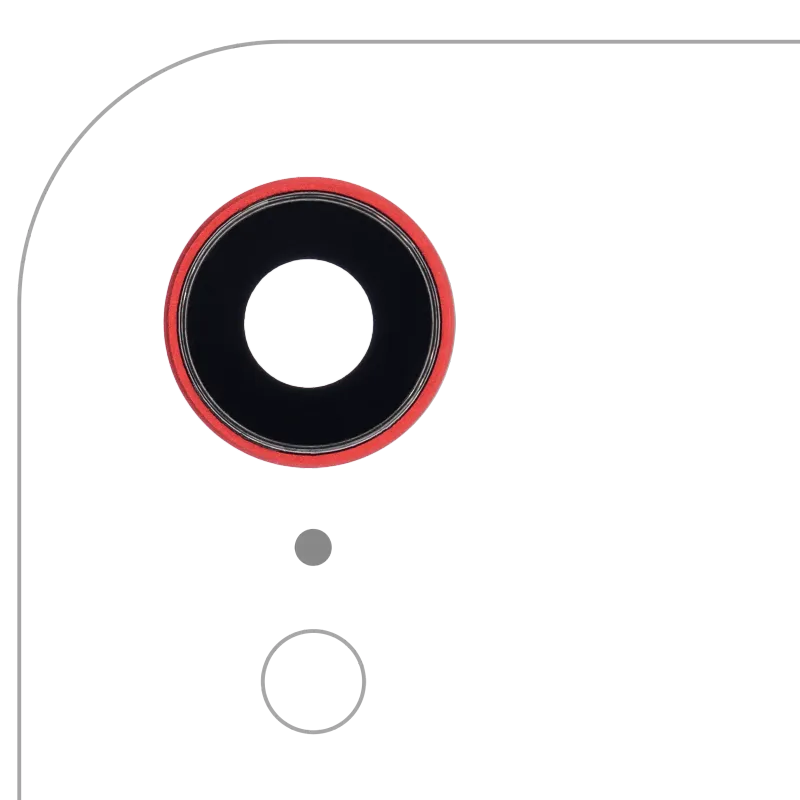 Sklíčko zadní kamery s držákem a rámečkem pro iPhone XR (pravý safír) (Premium) (červená) (balení 10 ks)