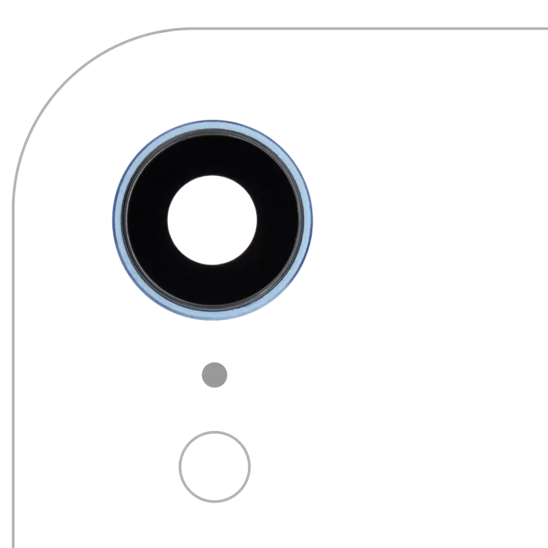 Sklíčko zadní kamery s držákem a rámečkem pro iPhone XR (pravý safír) (Premium) (modrá) (balení 10 ks)