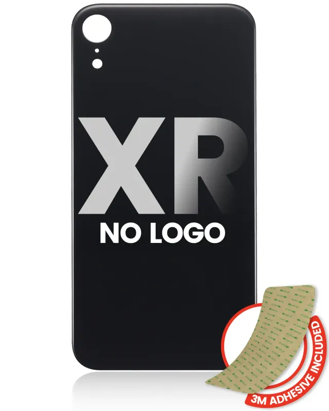 Zadní sklo s lepením 3M pro iPhone XR (bez loga, velký otvor pro kameru) (černá)