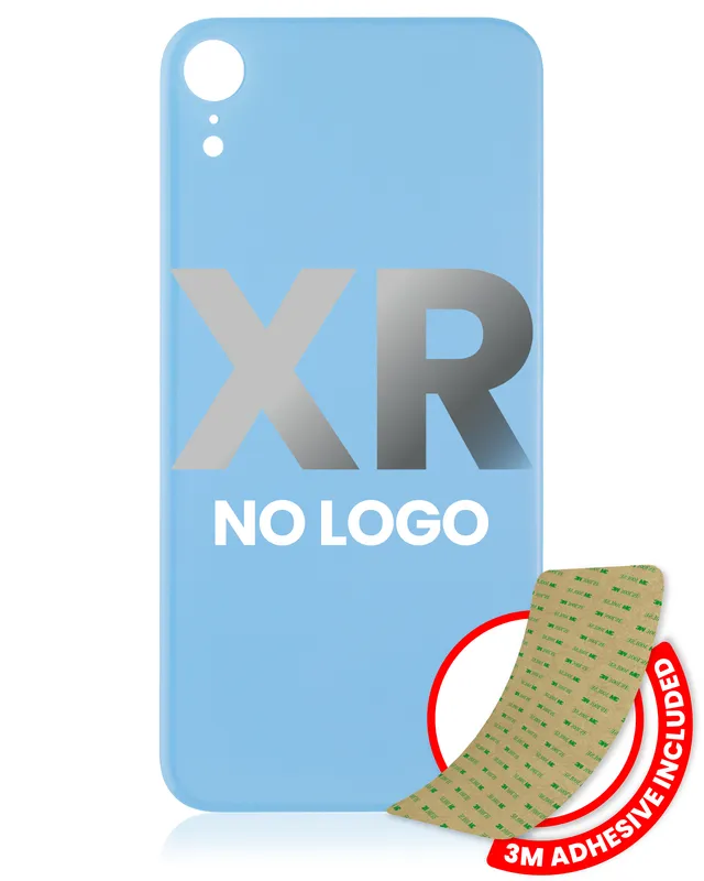 Zadní sklo s lepením 3M pro iPhone XR (bez loga, velký otvor pro kameru) (modrá)