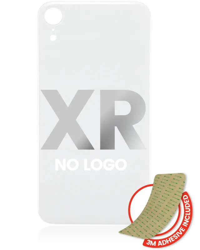 Zadní sklo s lepením 3M pro iPhone XR (bez loga, velký otvor pro kameru) (bílá)