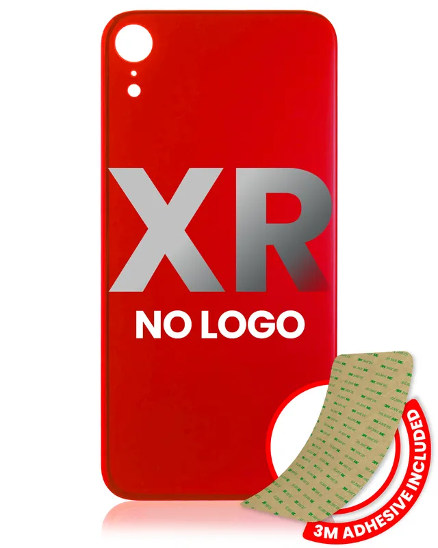 Zadní sklo s lepením 3M pro iPhone XR (bez loga, velký otvor pro kameru) (červená)