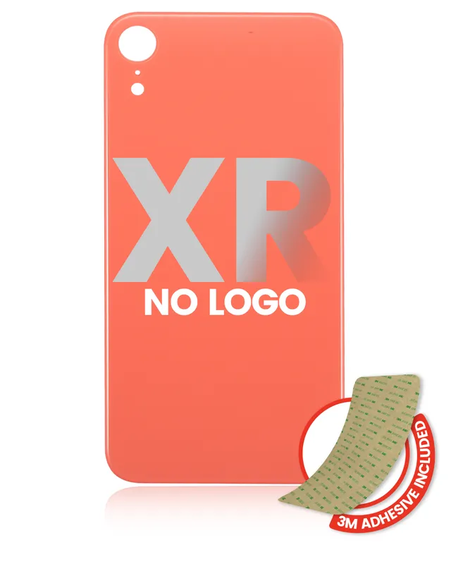 Zadní sklo s lepením 3M pro iPhone XR (bez loga, velký otvor pro kameru) (korálová)