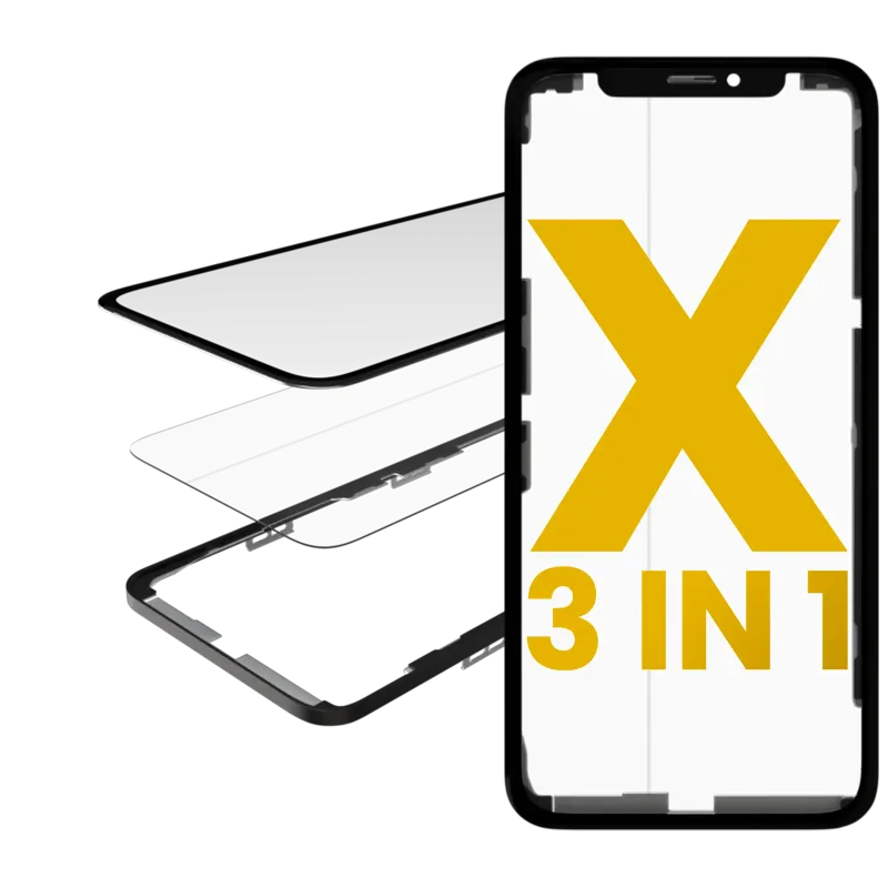 3v1 (sklo s předinstalovanou OCA + rámeček) pro iPhone X (OCA Master)