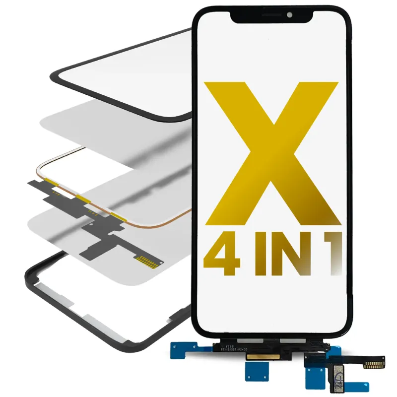 Flex 4v1 krátký (dotyk se sklem + OCA + předinstalovaný rámeček) pro iPhone X (OCA Master)