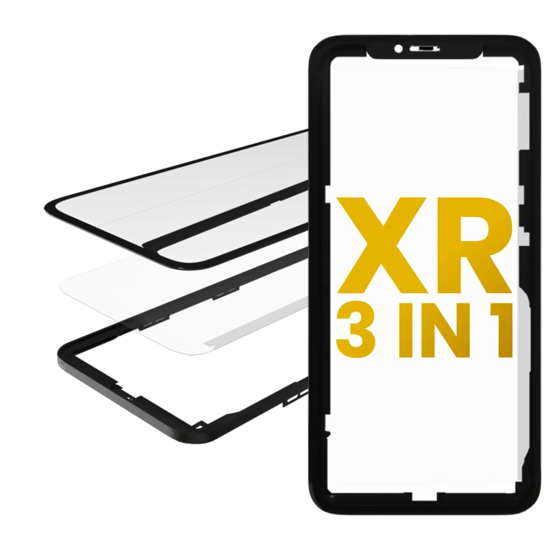 3v1 (sklo s předinstalovanou OCA + rámeček) pro iPhone XR (OCA Master) (balení 2 ks)