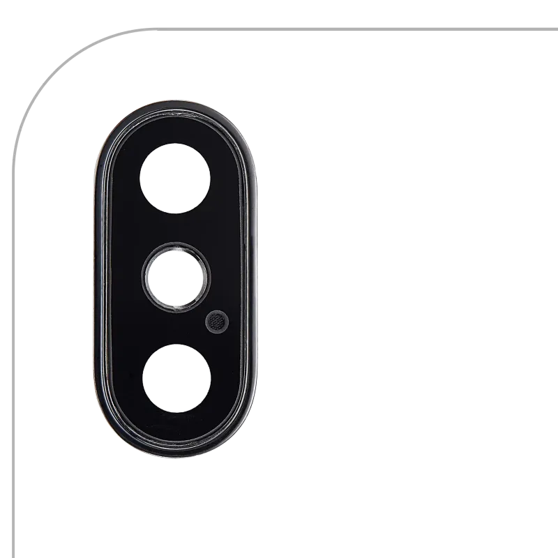 Sklíčko zadní kamery s držákem a rámečkem pro iPhone XS / XS Max (Aftermarket Plus) (vesmírně šedá) (balení 10 ks)