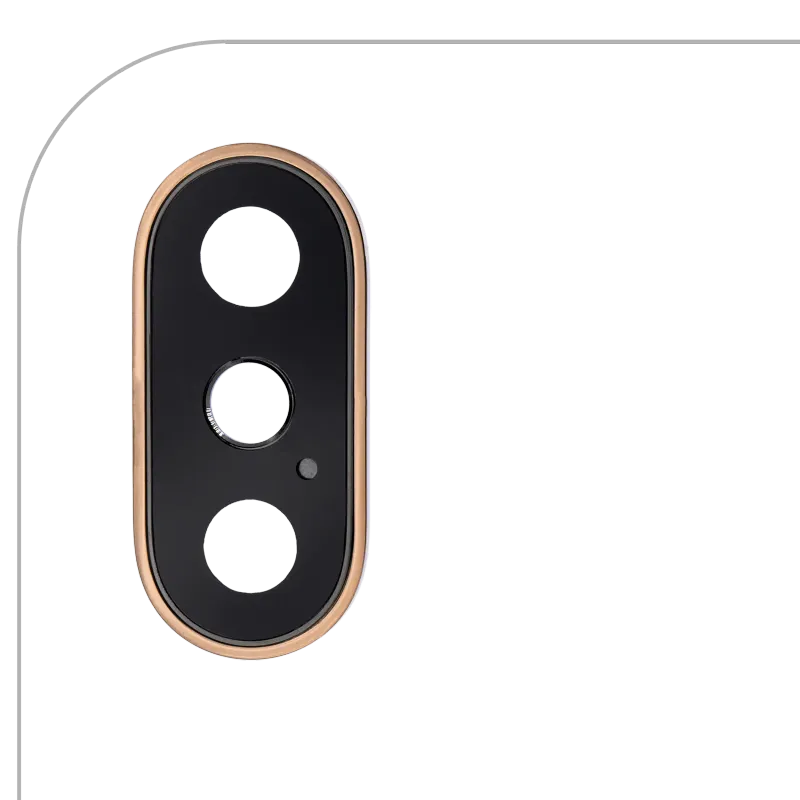 Sklíčko zadní kamery s držákem a rámečkem pro iPhone XS / XS Max (pravý safír) (Premium) (zlatá)
