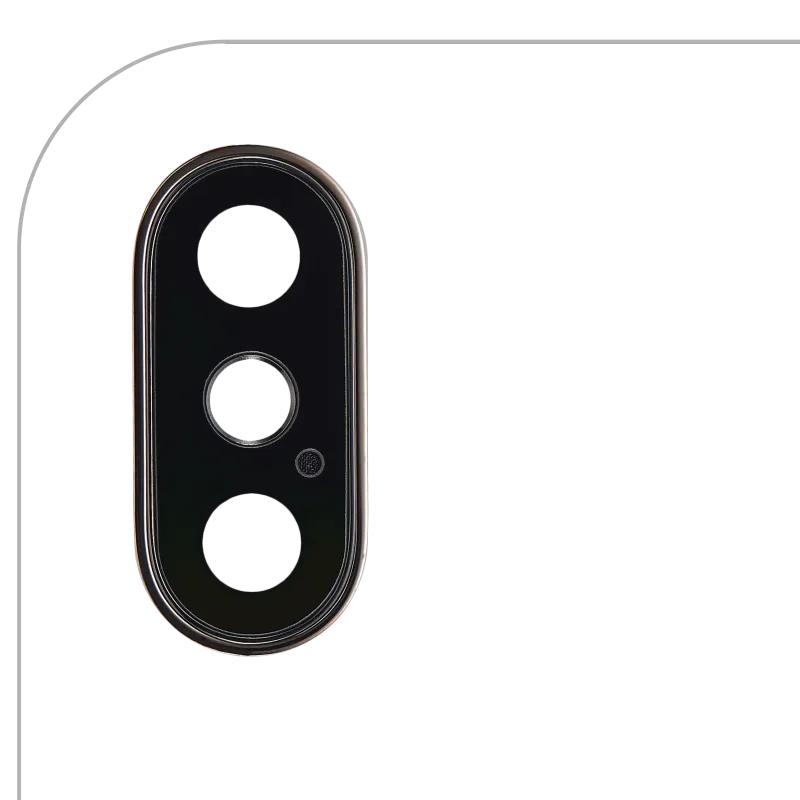 Sklíčko zadní kamery s držákem a rámečkem pro iPhone XS / XS Max (Aftermarket Plus) (zlatá) (balení 10 ks)