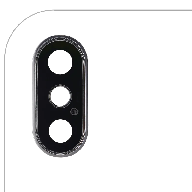 Sklíčko zadní kamery s držákem a rámečkem pro iPhone XS / XS Max (pravý safír) (Premium) (stříbrná)