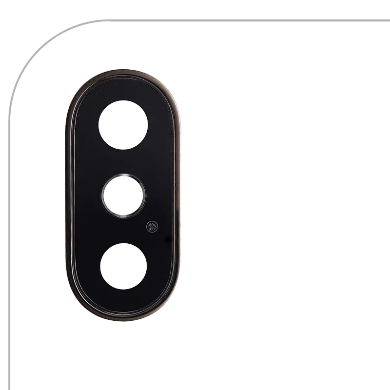 Sklíčko zadní kamery s držákem a rámečkem pro iPhone XS / XS Max (pravý safír) (Premium) (zlatá) (balení 10 ks)