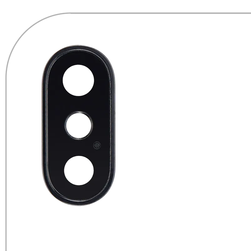 Sklíčko zadní kamery s držákem a rámečkem pro iPhone XS / XS Max (pravý safír) (Premium) (vesmírně šedá) (balení 10 ks)