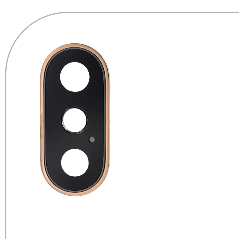 Sklíčko zadní kamery s držákem a rámečkem pro iPhone XS / XS Max (zlatá)